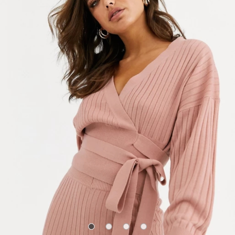 ASOS premium knitted rib wrap top